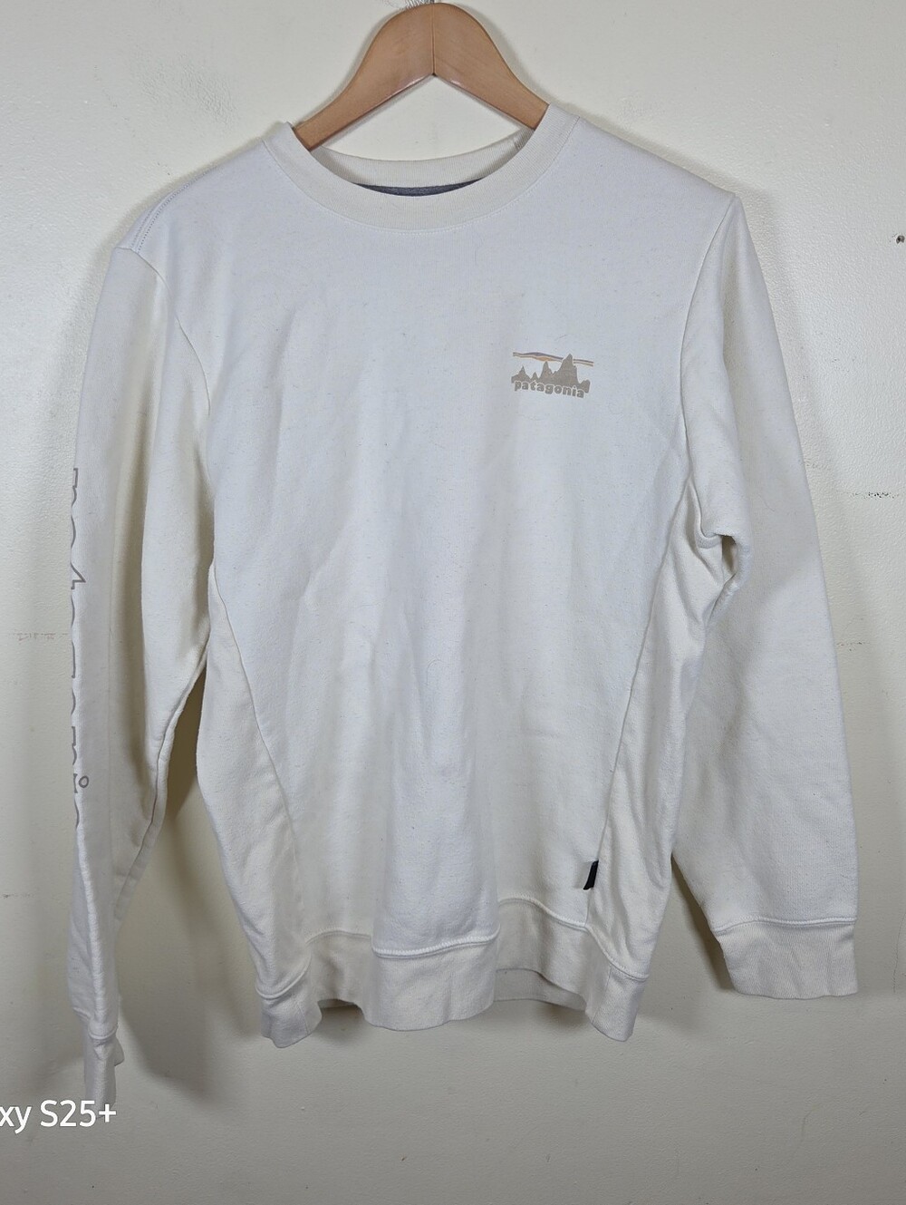 Patagonia Jumper Adult Cream Uprisal Crew Logo Pullover Men Small Women's Medium
